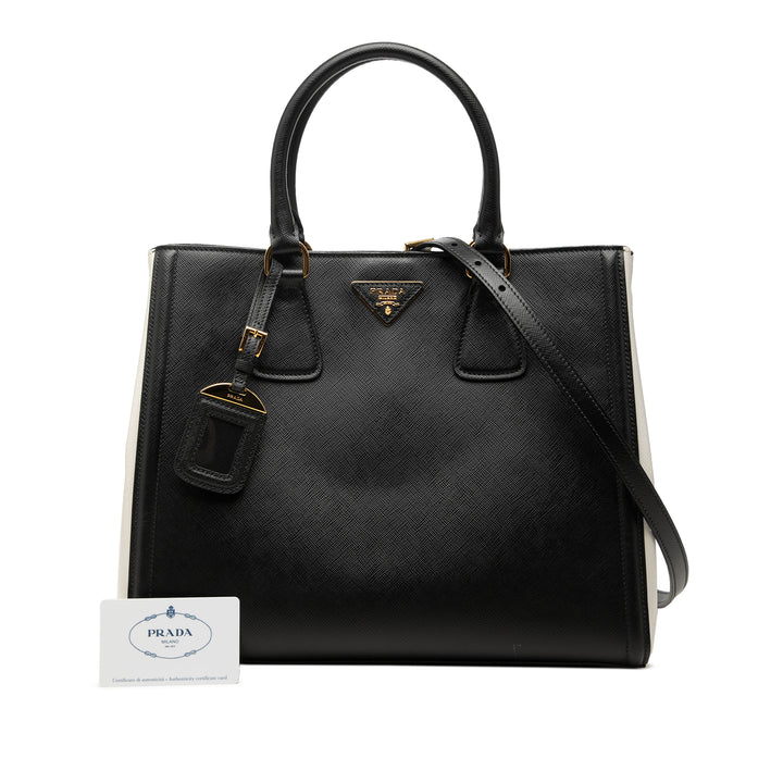 Bicolore Lux Galleria Sac Moyen Saffiano Noir
