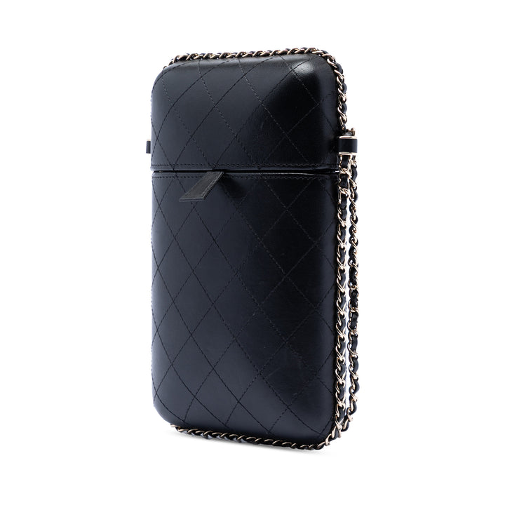 Chanel CC Matelassé Cuir d’agneau Sac rond à chaîne Phone Holder