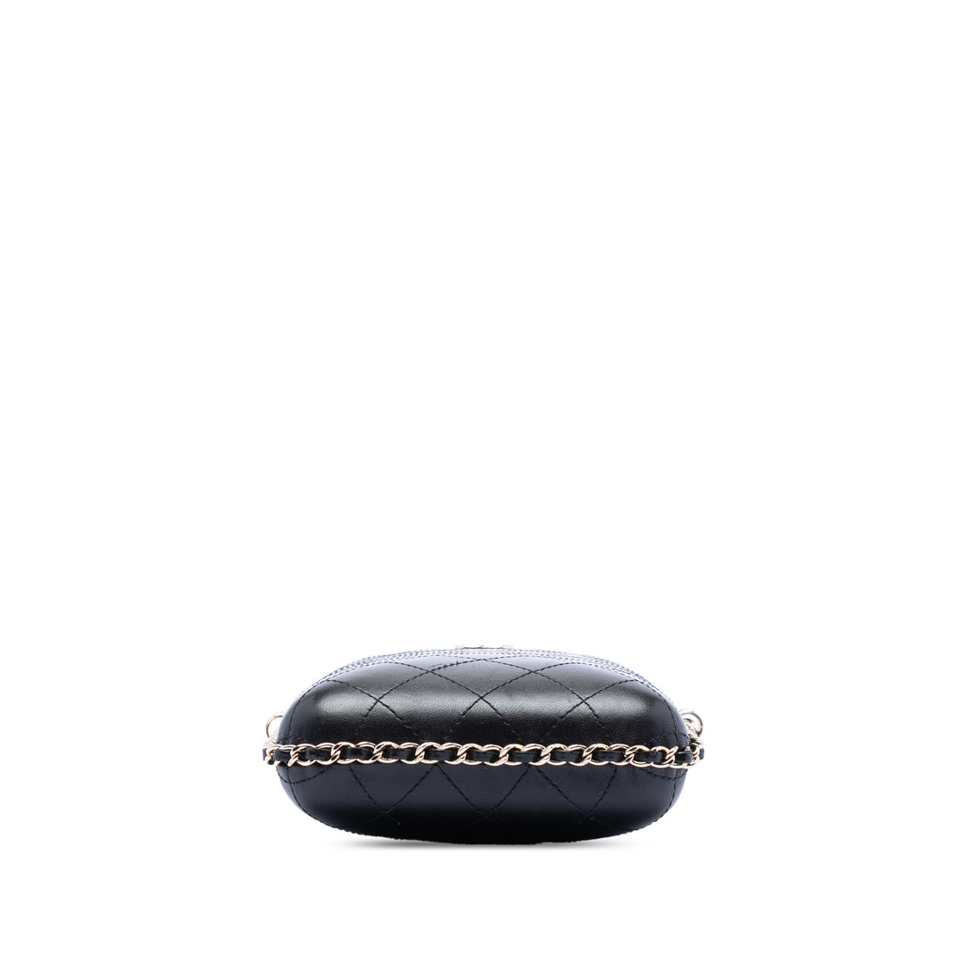 Chanel CC Matelassé Cuir d’agneau Sac rond à chaîne Phone Holder