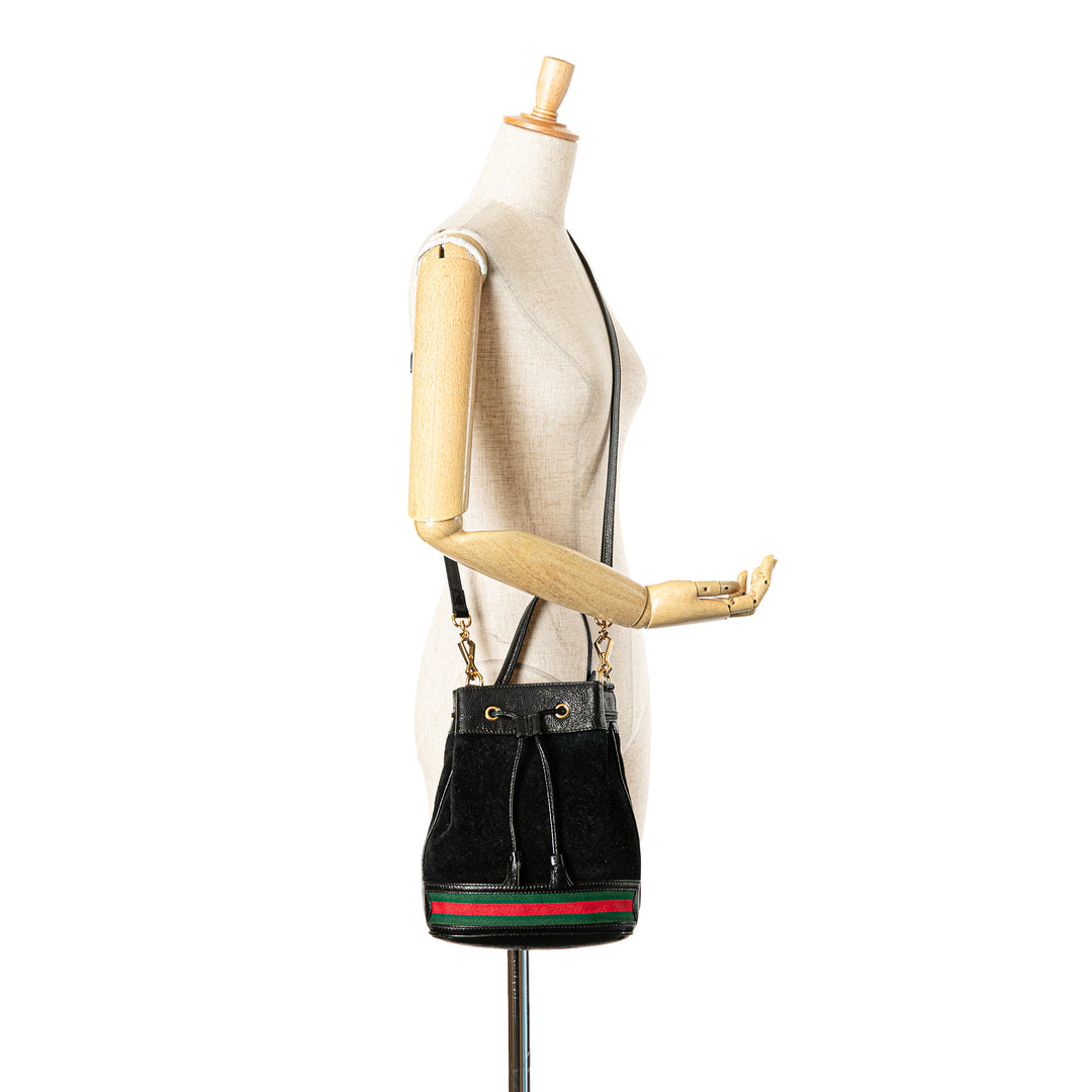 Small Suede Ophidia Bucket Black - Gaby Paris