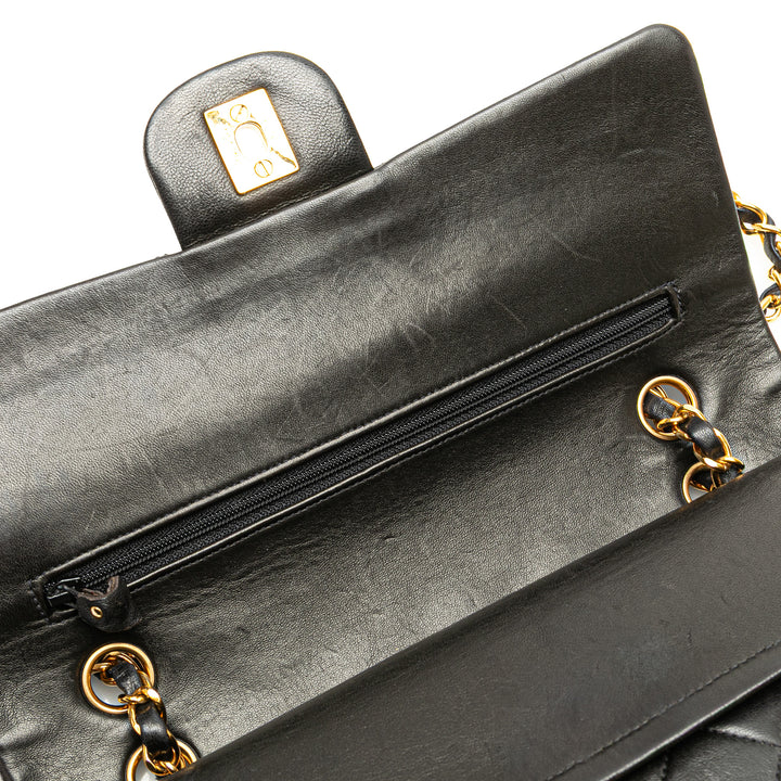 Medium Classic Lambskin Double Flap Black - Gaby Paris