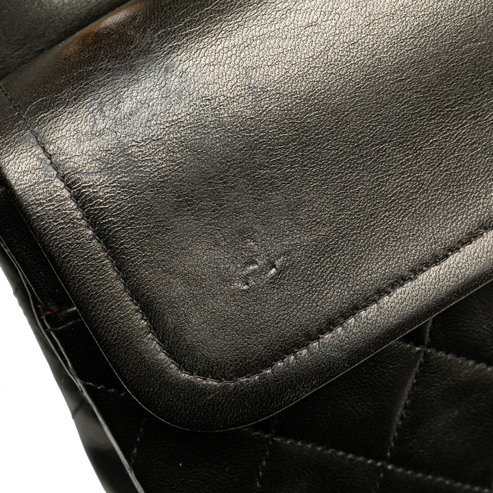 Medium Classic Lambskin Double Flap Black - Gaby Paris