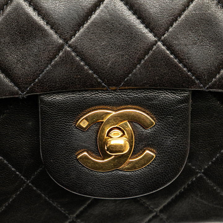 Medium Classic Lambskin Double Flap Black - Gaby Paris
