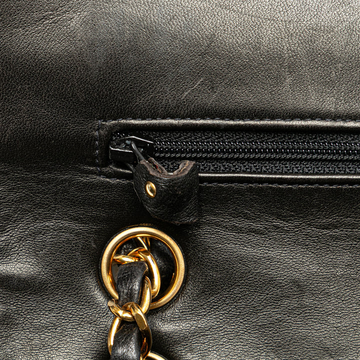 Medium Classic Lambskin Double Flap Black - Gaby Paris
