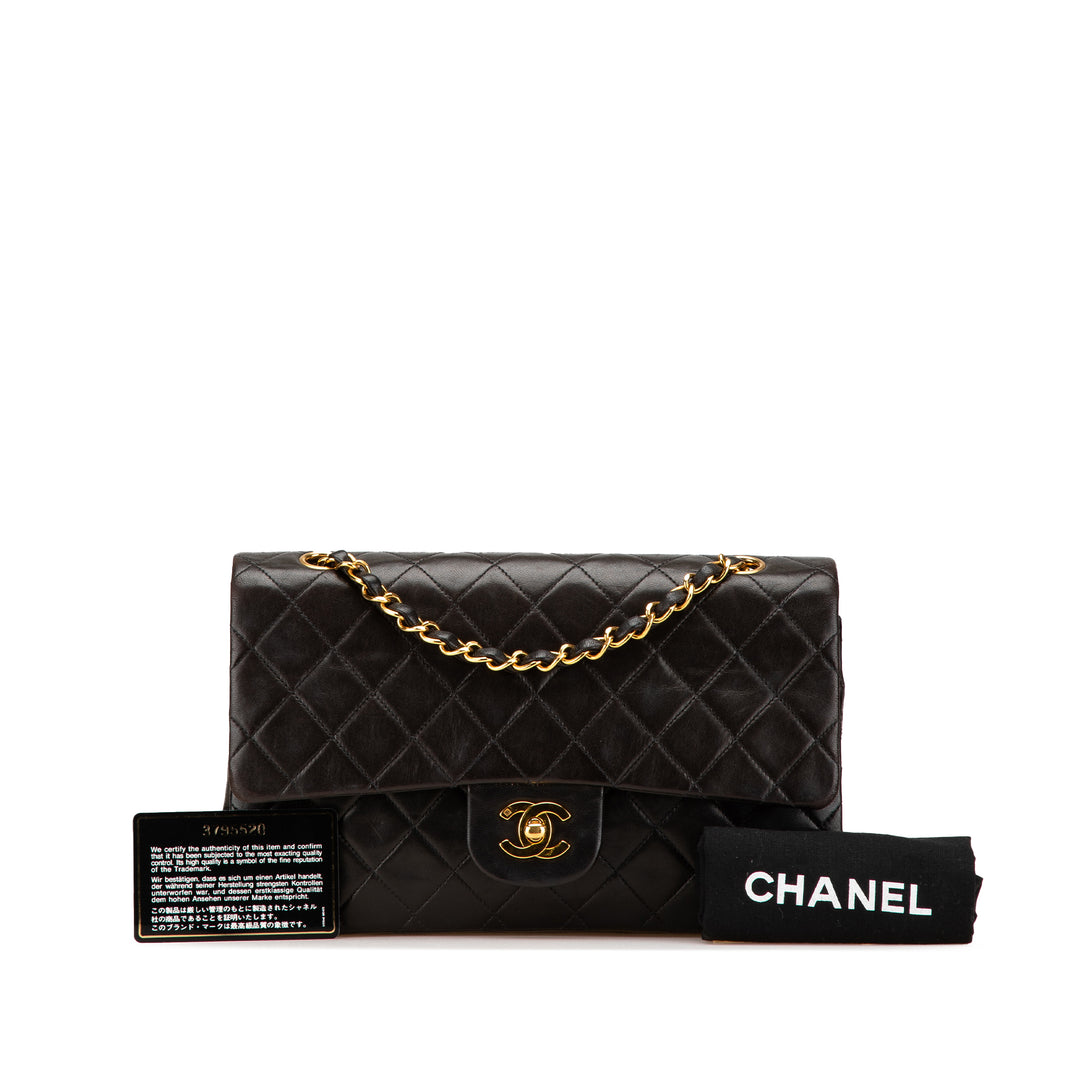 Medium Classic Lambskin Double Flap Black - Gaby Paris