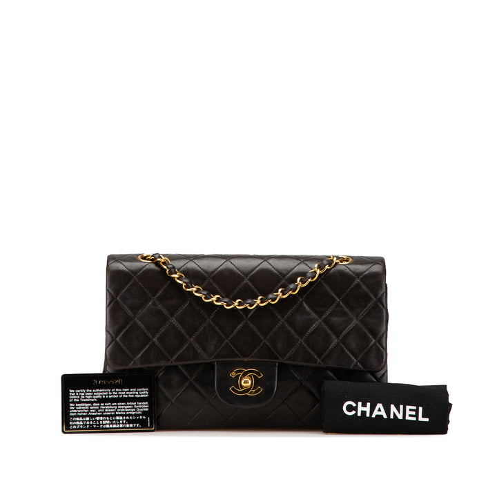 Medium Classic Lambskin Double Flap Black - Gaby Paris