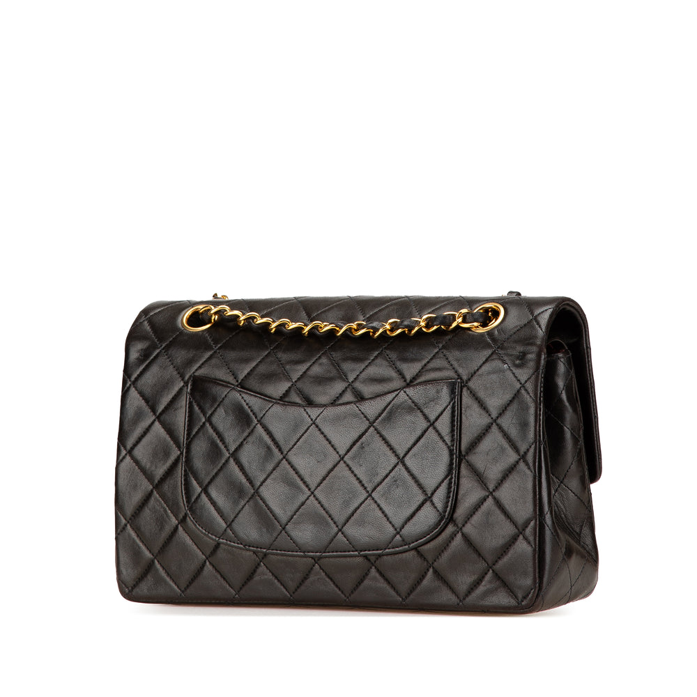 Medium Classic Lambskin Double Flap Black - Gaby Paris