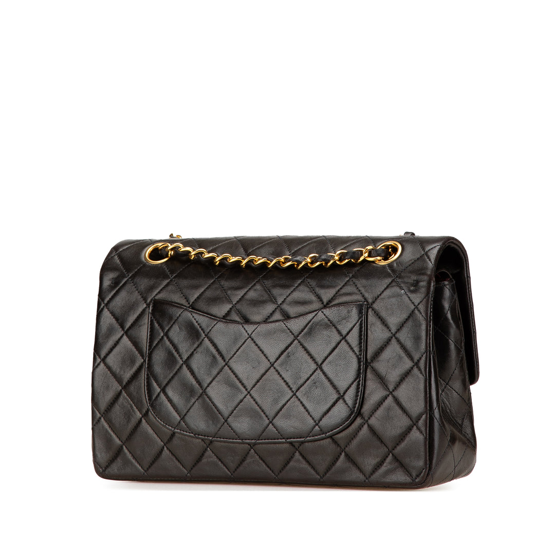 Medium Classic Lambskin Double Flap Black - Gaby Paris