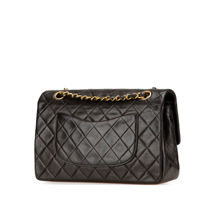Medium Classic Lambskin Double Flap Black - Gaby Paris