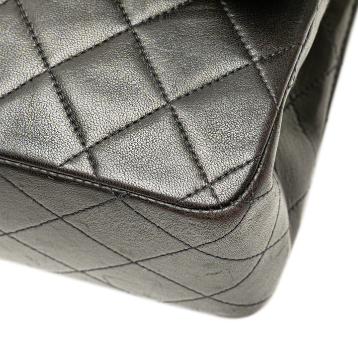 Medium Classic Lambskin Double Flap Black - Gaby Paris