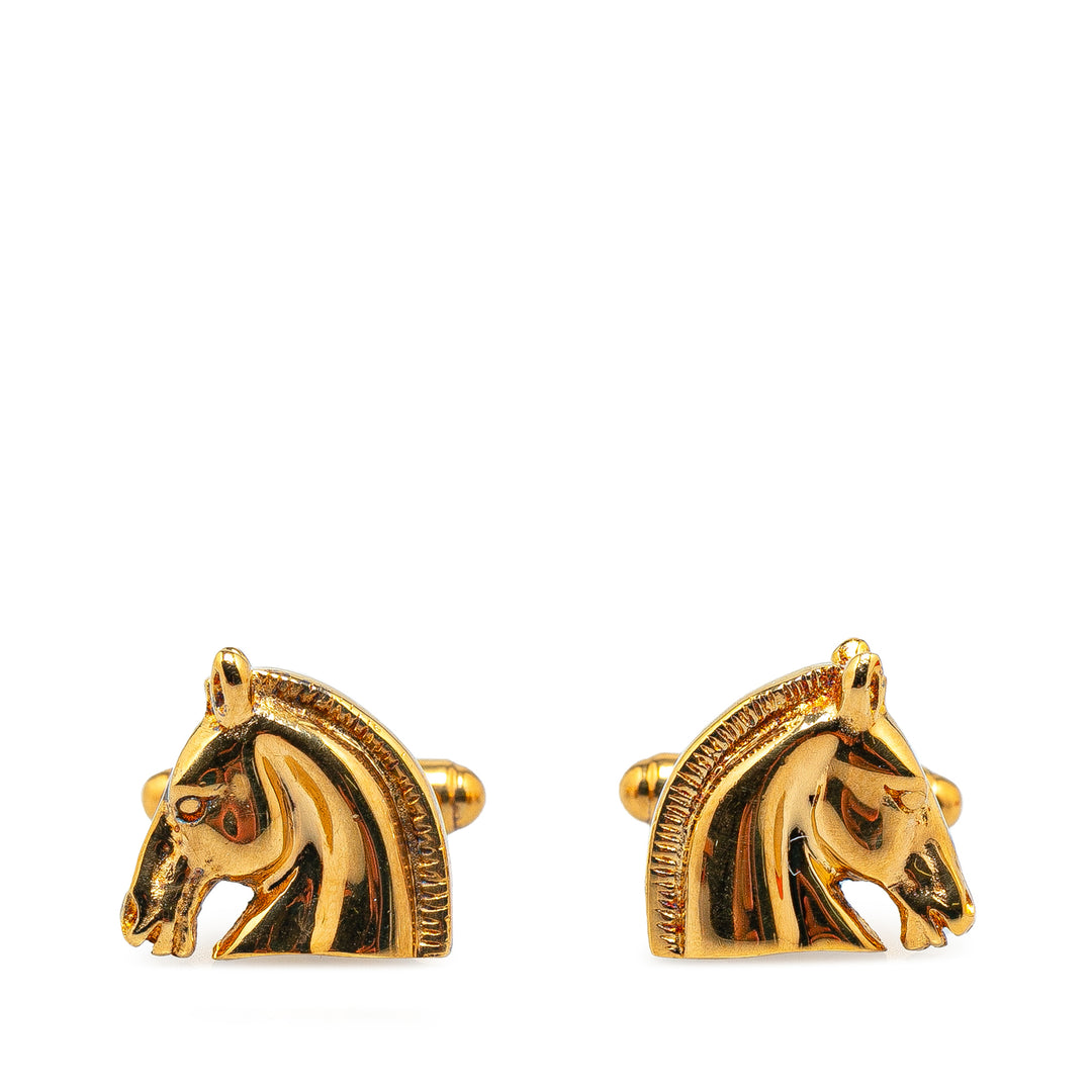 Gold Plated Cheval Cufflinks Gold - Gaby Paris