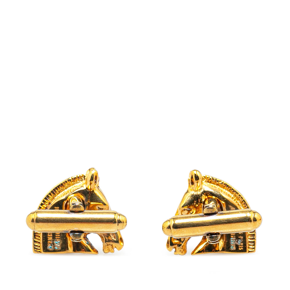 Gold Plated Cheval Cufflinks Gold - Gaby Paris