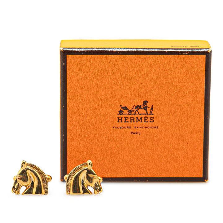 Gold Plated Cheval Cufflinks Gold - Gaby Paris