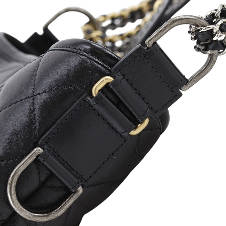 Matelassé Gabrielle Hobo Petit Cuir d'agneau Noir