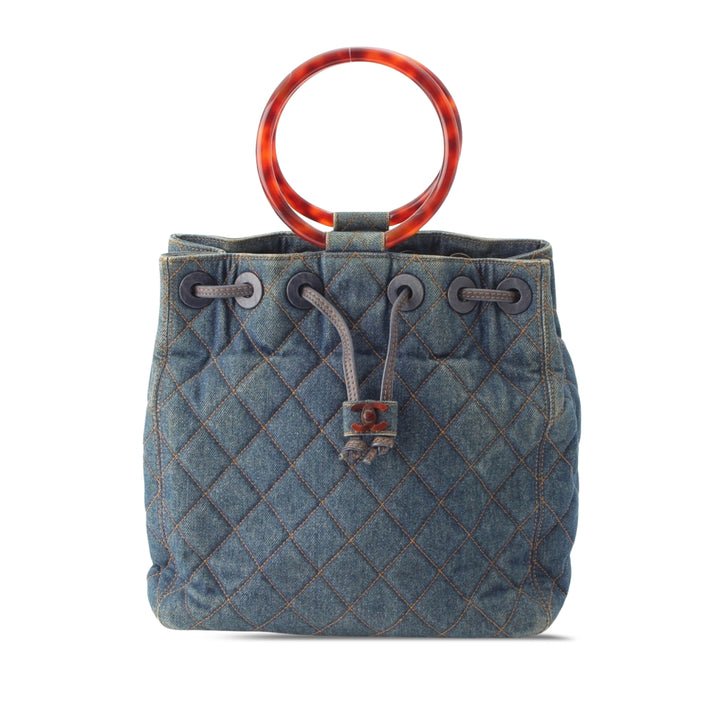 CC Matelassé Resin Bague Poignée Sac seau Jean Bleu