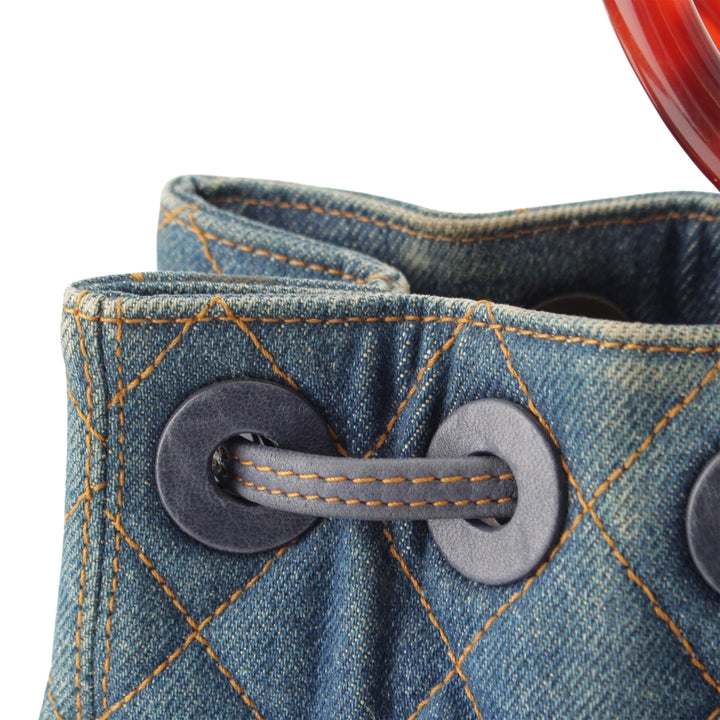 CC Matelassé Resin Bague Poignée Sac seau Jean Bleu