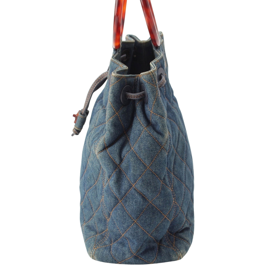 CC Matelassé Resin Bague Poignée Sac seau Jean Bleu