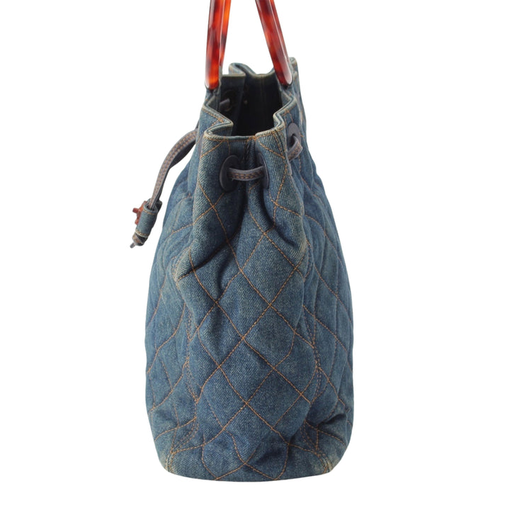 CC Matelassé Resin Bague Poignée Sac seau Jean Bleu