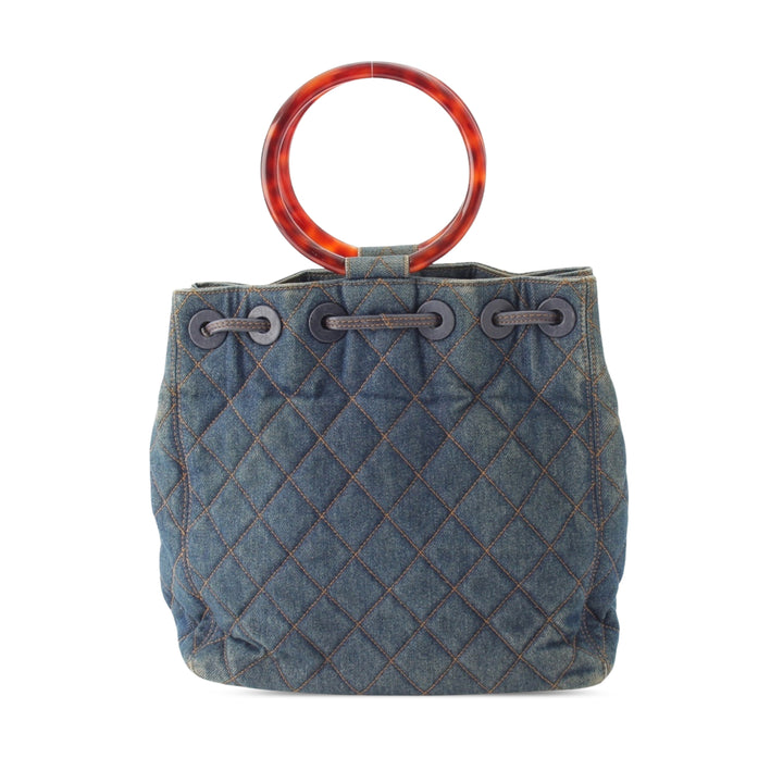 CC Matelassé Resin Bague Poignée Sac seau Jean Bleu