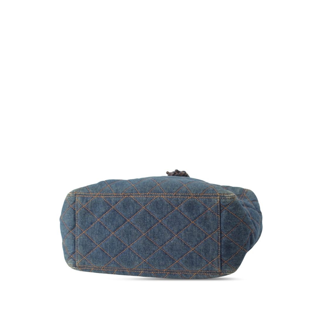 CC Matelassé Resin Bague Poignée Sac seau Jean Bleu