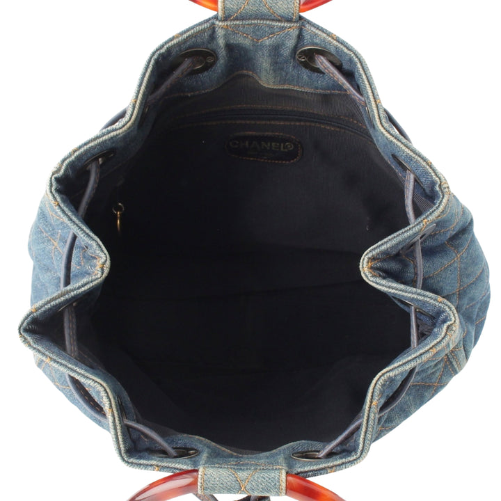 CC Matelassé Resin Bague Poignée Sac seau Jean Bleu