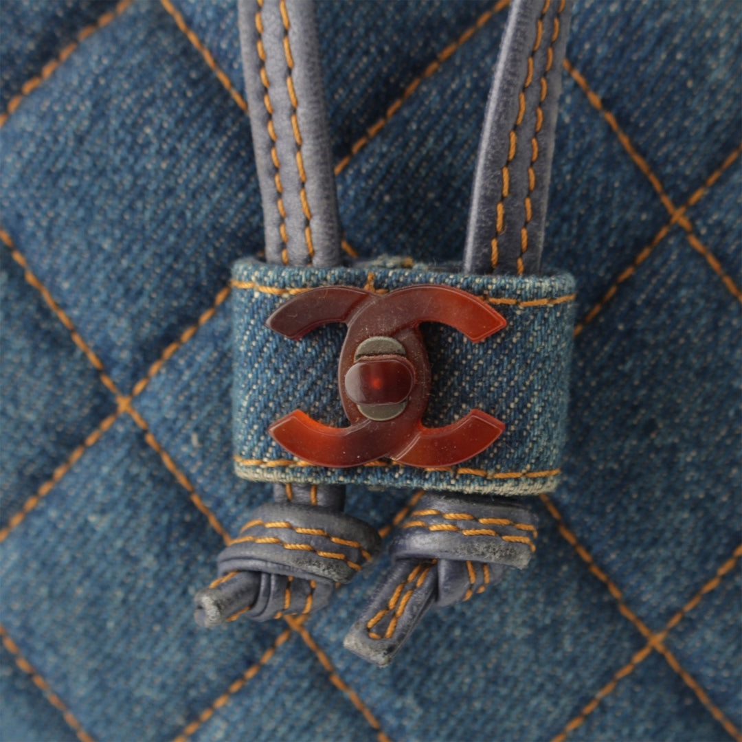 CC Matelassé Resin Bague Poignée Sac seau Jean Bleu