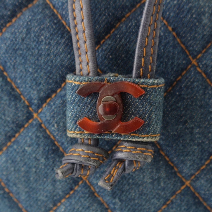 CC Matelassé Resin Bague Poignée Sac seau Jean Bleu