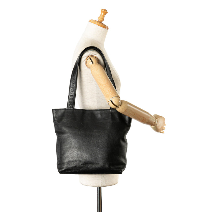 Embossed Lambskin CC Tote Black - Gaby Paris