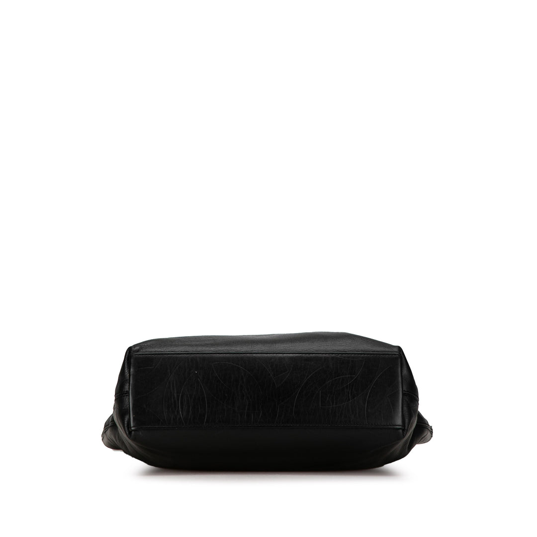 Embossed Lambskin CC Tote Black - Gaby Paris