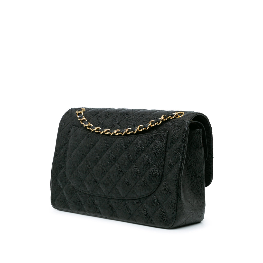 Jumbo Classic Caviar Double Flap Black - Gaby Paris