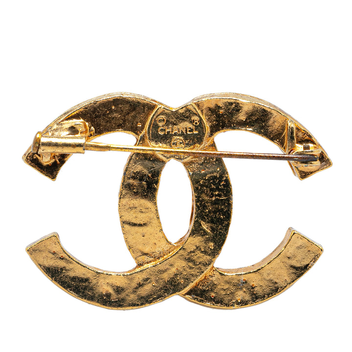 Chanel Gold Plated CC Rhinestones Brooch Gold - GABY PARIS