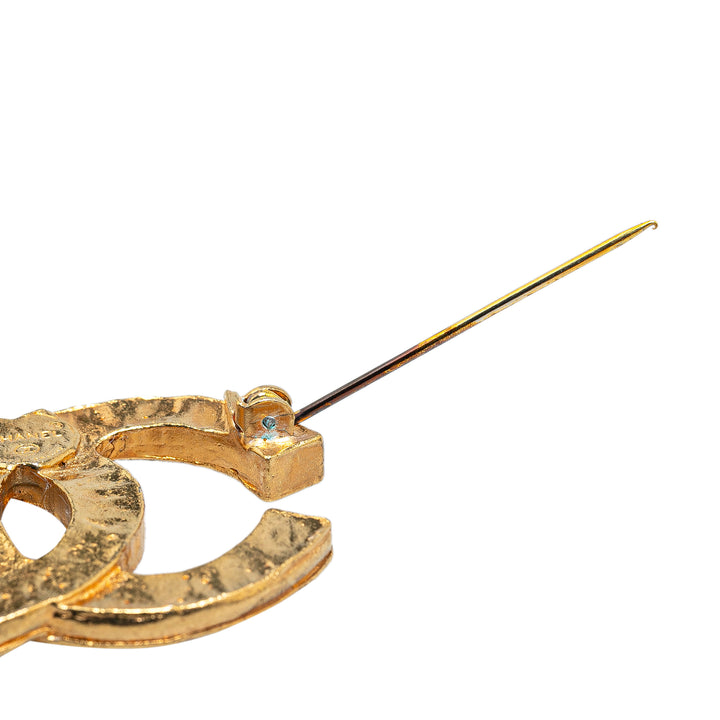 Chanel Gold Plated CC Rhinestones Brooch Gold - GABY PARIS