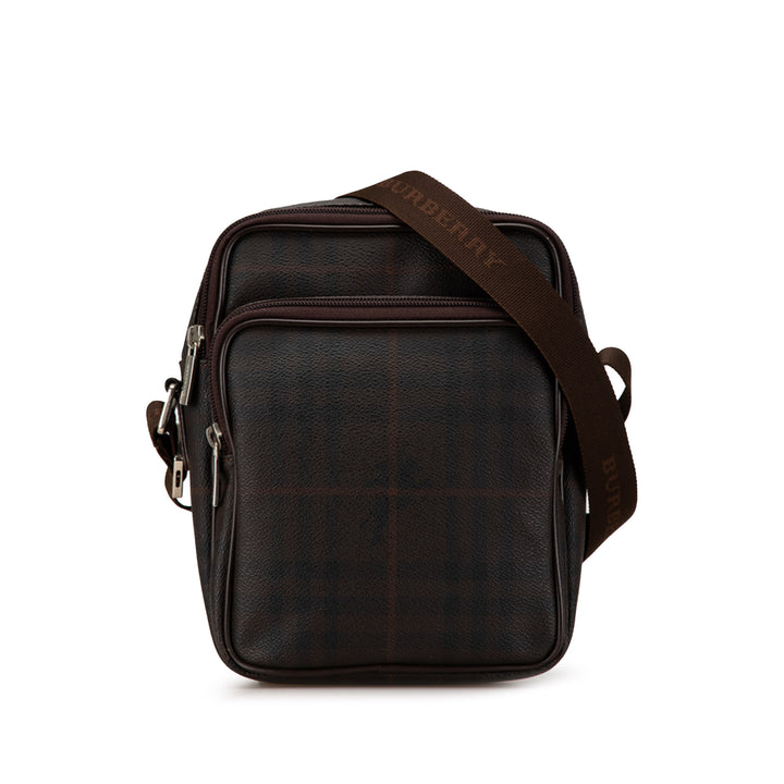 Burberry Smoke Check Coated Toile Sac porté croisé