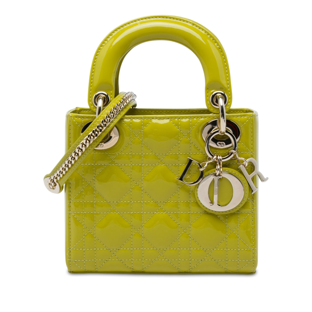 Dior Lady Dior Cannage Mini Jaune – vue principale – GABY PARIS