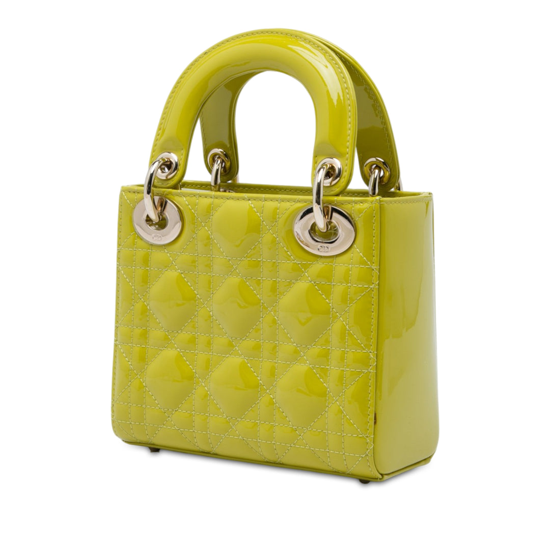 Dior Lady Dior Cannage Mini Jaune – vue 2 – GABY PARIS