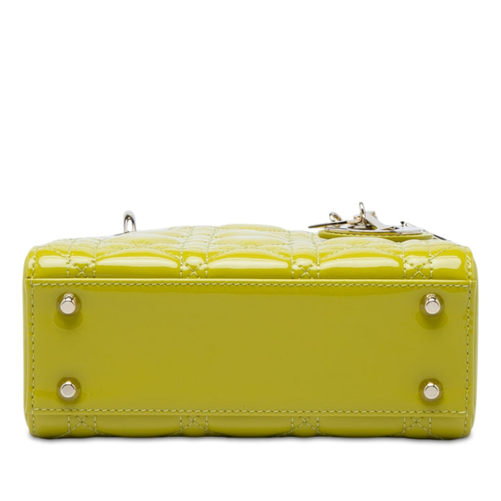 Dior Lady Dior Cannage Mini Jaune – vue 3 – GABY PARIS