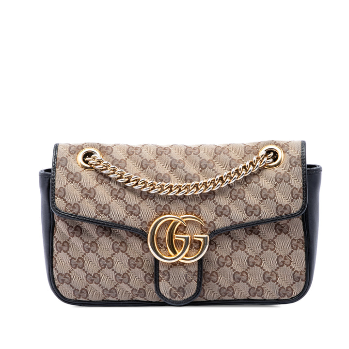 Gucci Medium GG Marmont Matelasse Diagonal GG Toile Sac bandoulière