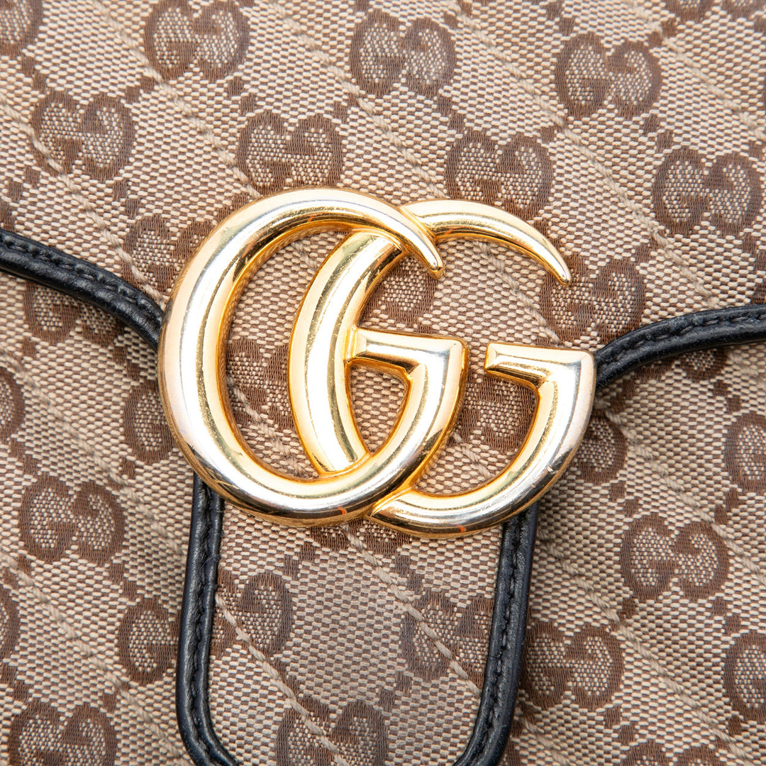 Gucci Medium GG Marmont Matelasse Diagonal GG Toile Sac bandoulière