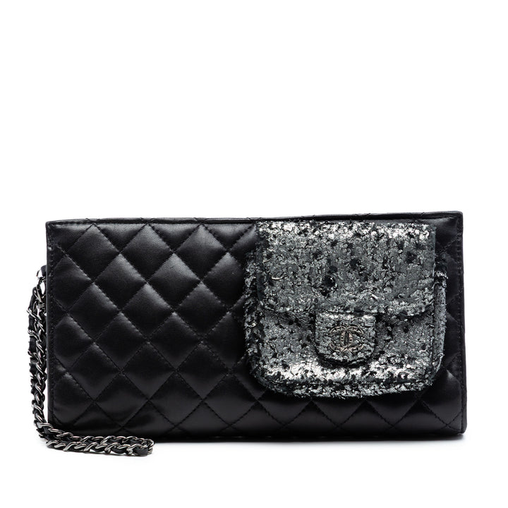 Chanel Métallisé et Matelassé Mineral Nights Pochette Wristlet Cuir d'agneau