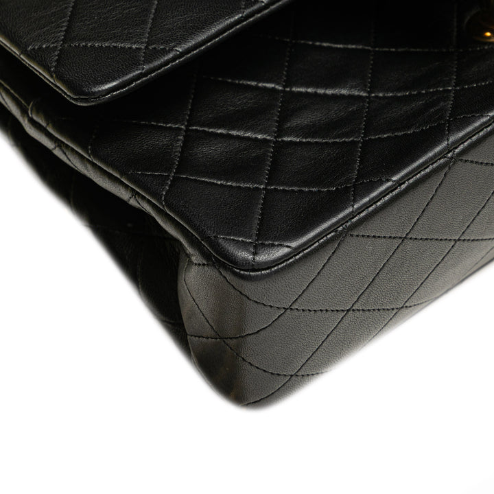 Medium Classic Lambskin Double Flap Black - Gaby Paris