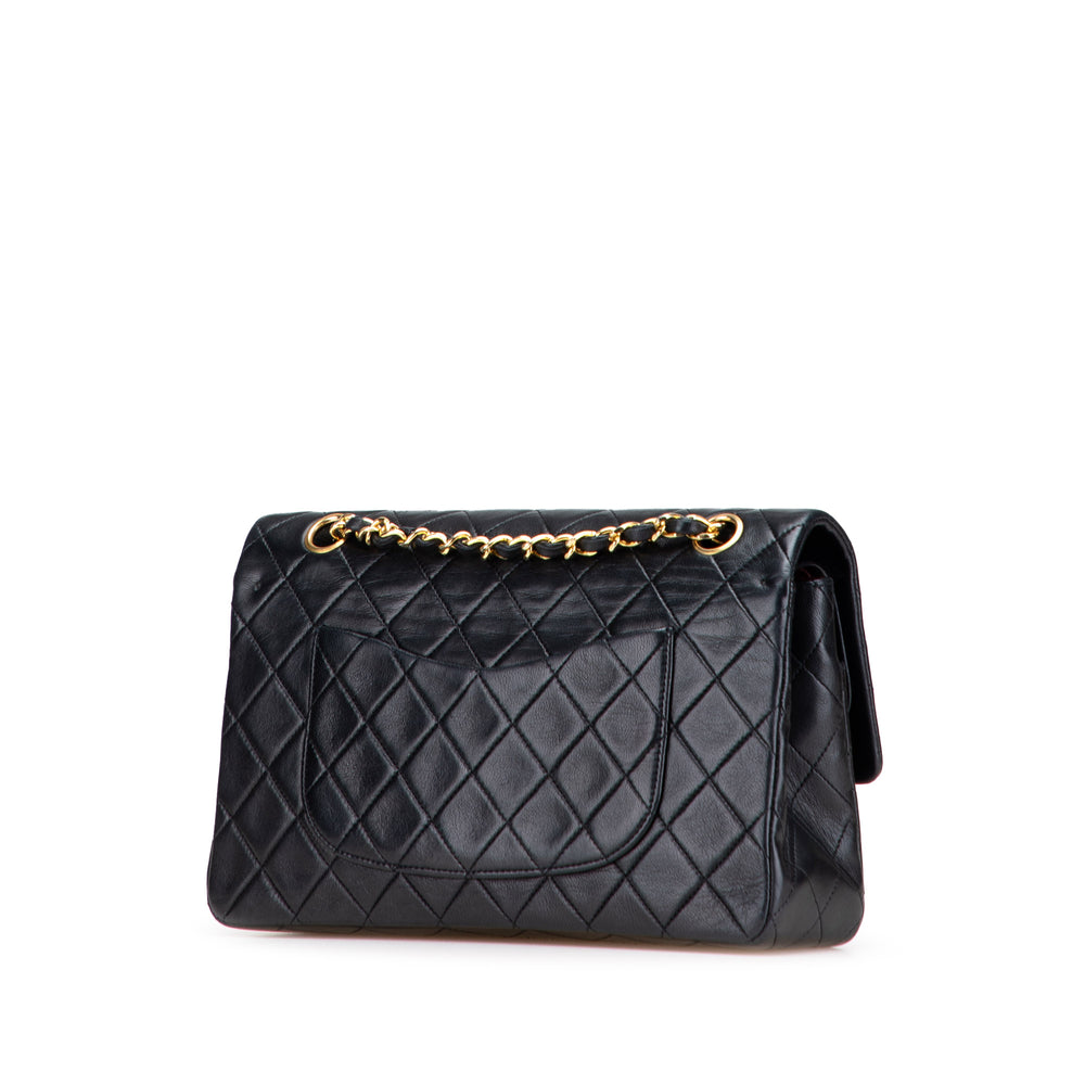 Medium Classic Lambskin Double Flap Black - Gaby Paris