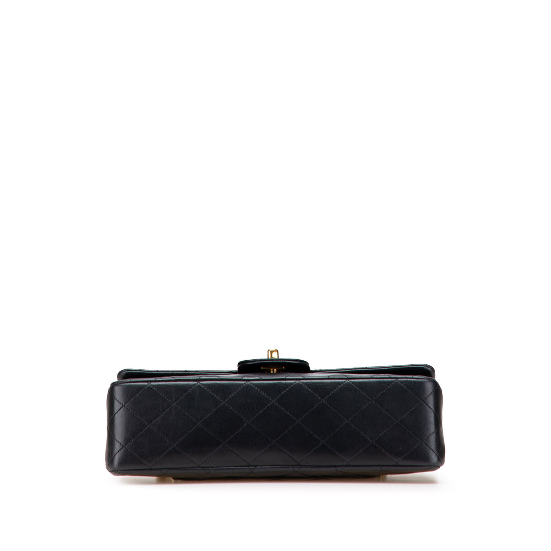 Medium Classic Lambskin Double Flap Black - Gaby Paris
