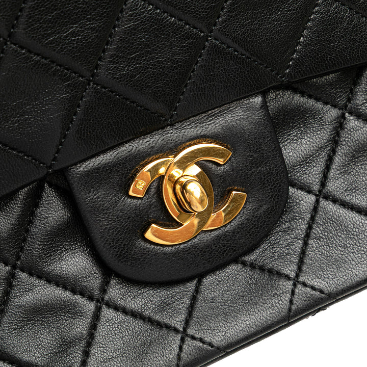 Medium Classic Lambskin Double Flap Black - Gaby Paris