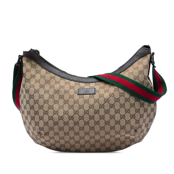 GG Web Half Moon Sac Beige
