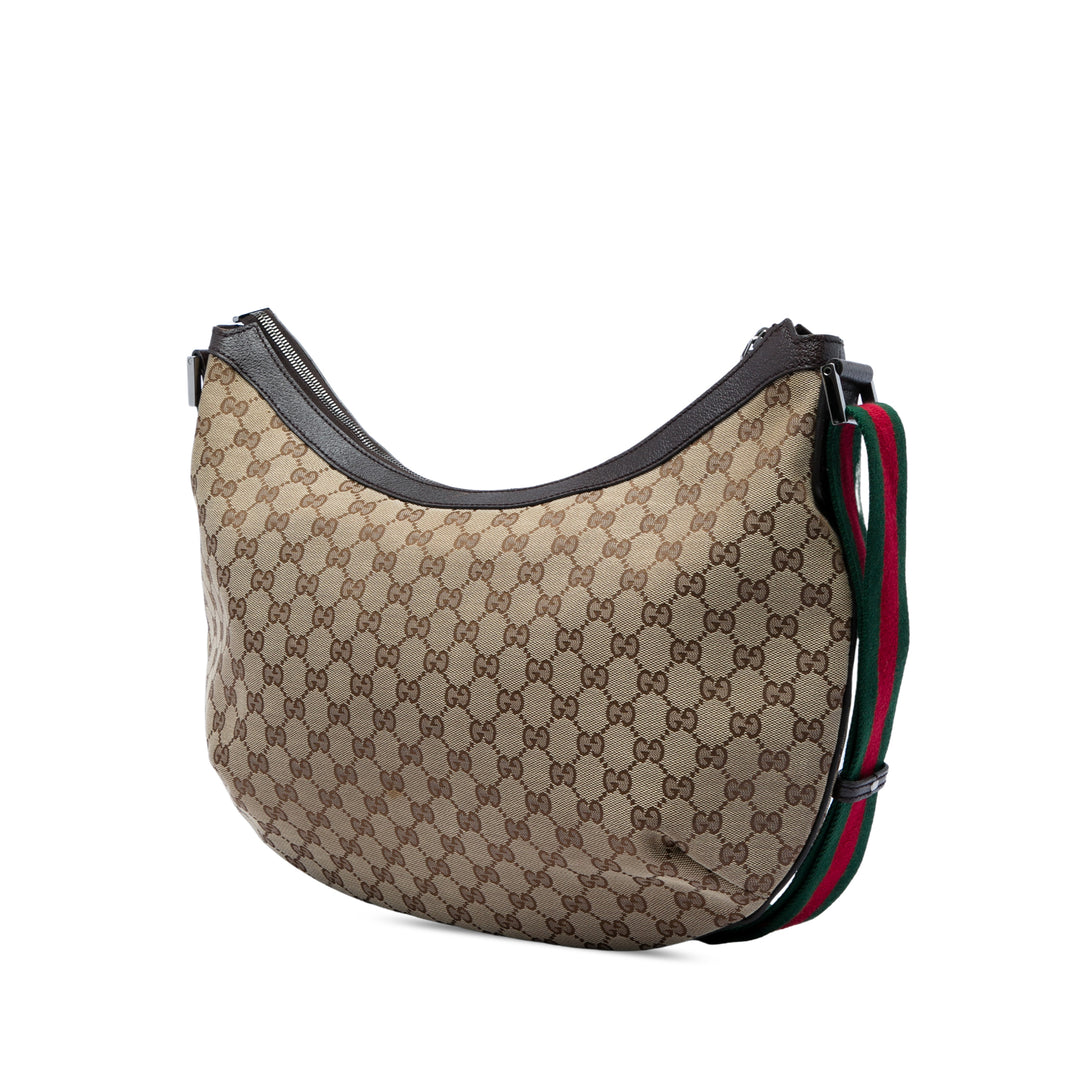 GG Web Half Moon Sac Beige