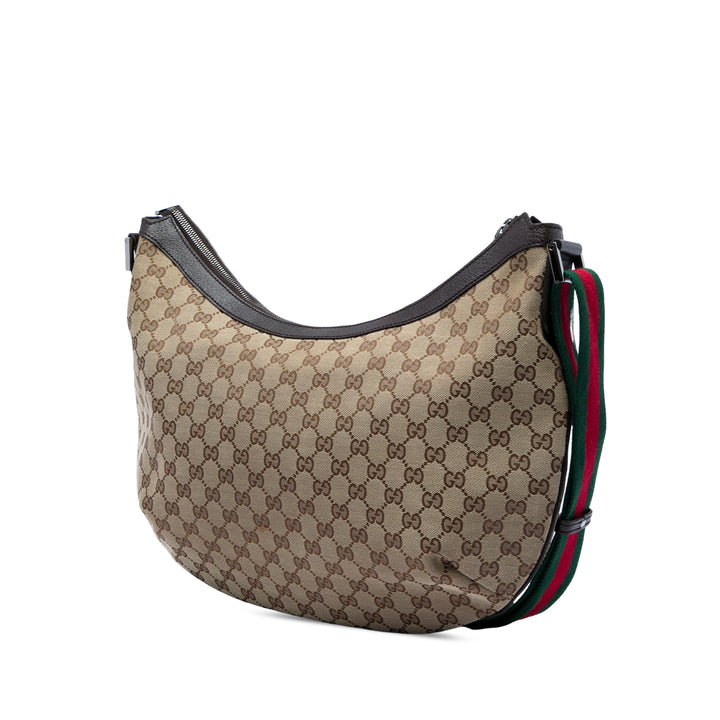 GG Web Half Moon Sac Beige