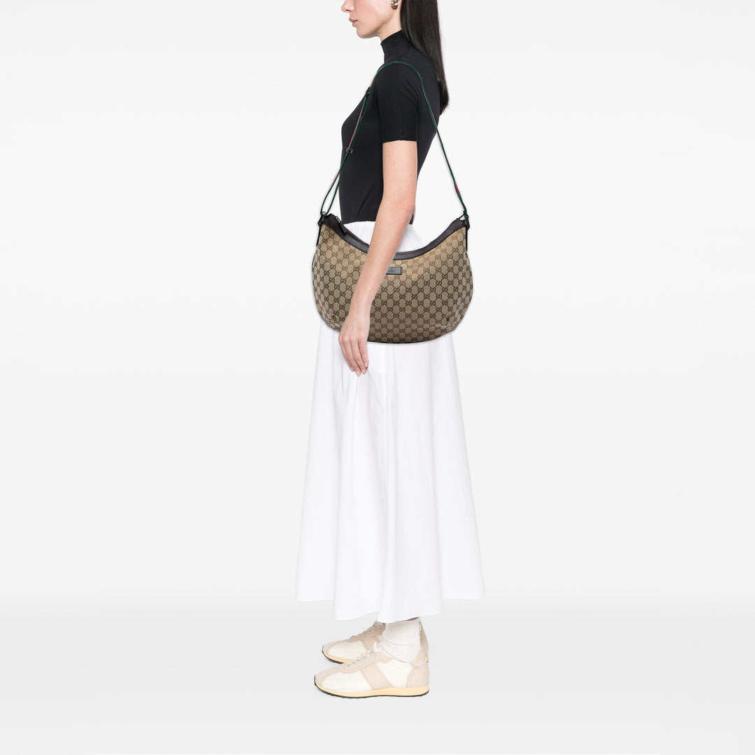 GG Web Half Moon Sac Beige