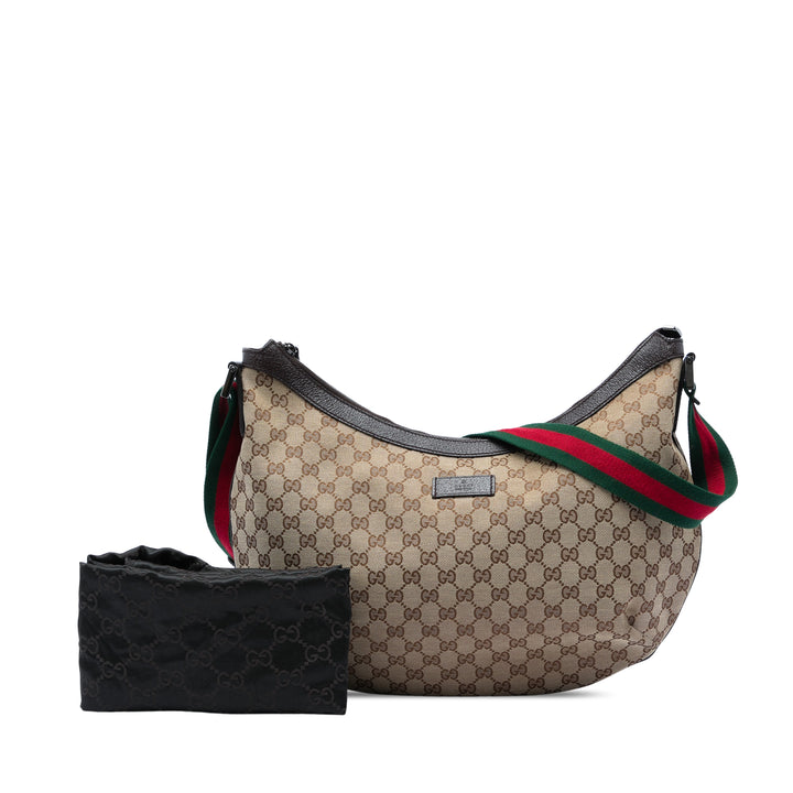 GG Web Half Moon Sac Beige