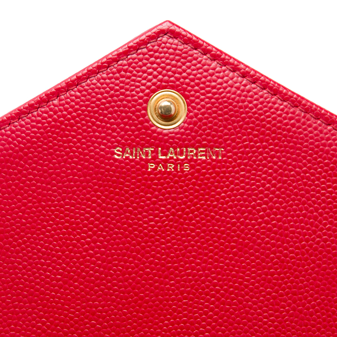 Saint Laurent Grain De Poudre Cassandre Enveloppe Chaîne Portefeuille Rouge