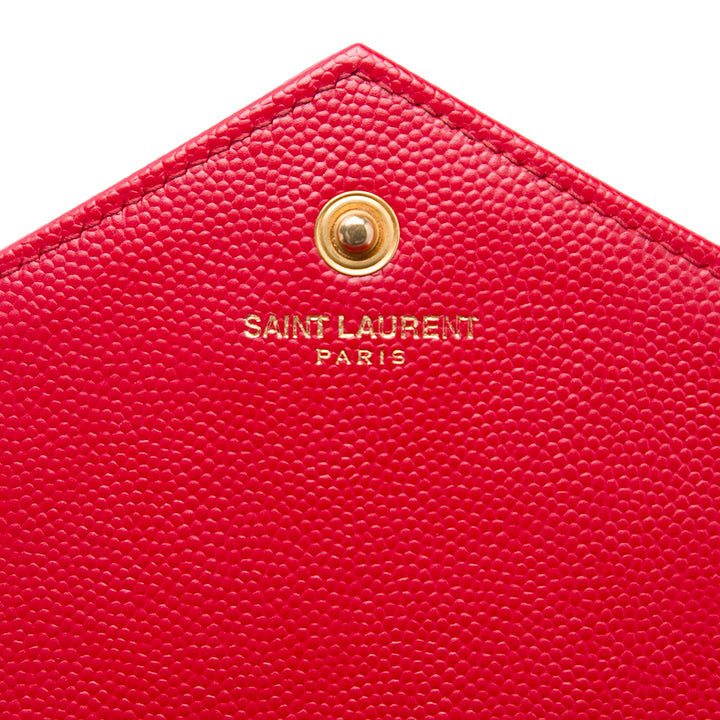 Saint Laurent Grain De Poudre Cassandre Enveloppe Chaîne Portefeuille Rouge